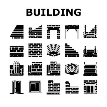 Building house structure icons set vector Ilustración de archivo