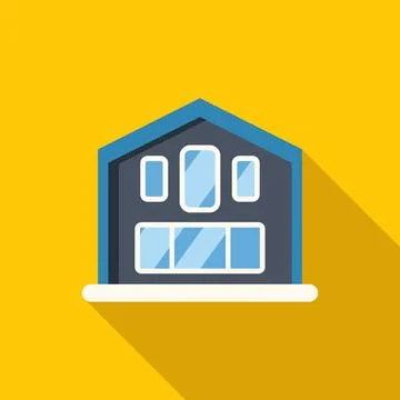 Building house with windows, flat design long shadow Illustrazione stock