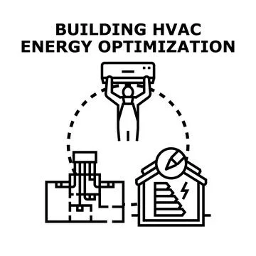 Building hvac energy optimization system engineering concept Stock Illustration