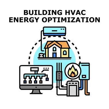 Building hvac energy optimization system controlling home climate Stock Illustration