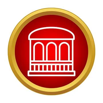 Building icon with arches and railing in gold frame Ilustración de archivo