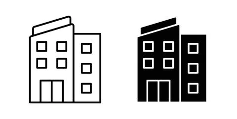 Building icon in black and white. vector icon pack for websites Ilustración de archivo