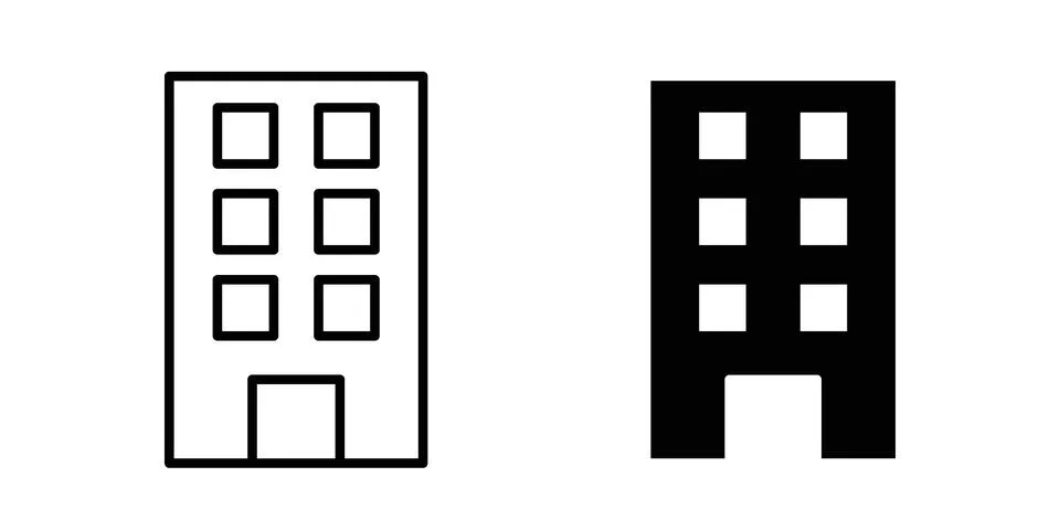 Building icon black vector isolated on white Ilustración de archivo