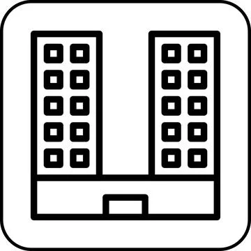 Building icon border black Ilustración de archivo