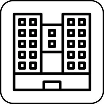 Building icon border black Ilustración de archivo