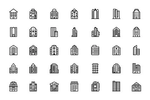 Building icon, building vector set, skyscraper symbol, architecture logo 스톡 일러스트