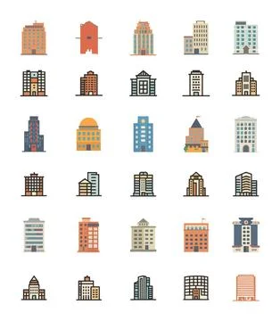 Building icon, building vector set, apartment illustration sign collection... Stock Illustration
