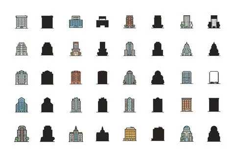 Building icon, building vector set, skyscraper symbol, architecture logo イラスト素材