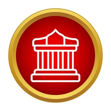 Building icon with columns and dome in red circle Stock Illustration