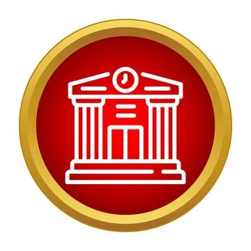 Building icon with columns and wall clock Ilustración de archivo