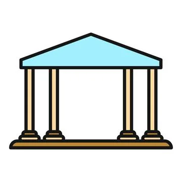Building icon with columns representing government institution Ilustración de archivo