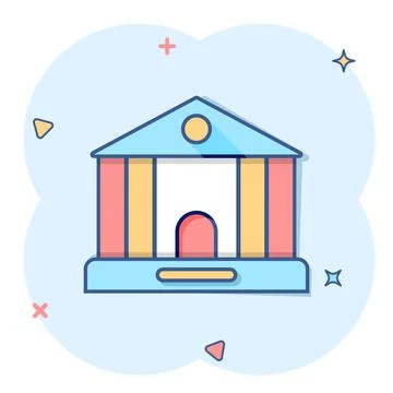 Building icon in comic style. Town skyscraper apartment cartoon vector illust Ilustración de archivo