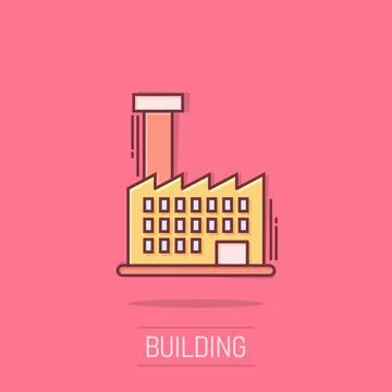 Building icon in comic style. Town skyscraper apartment cartoon vector illu.. Ilustración de archivo