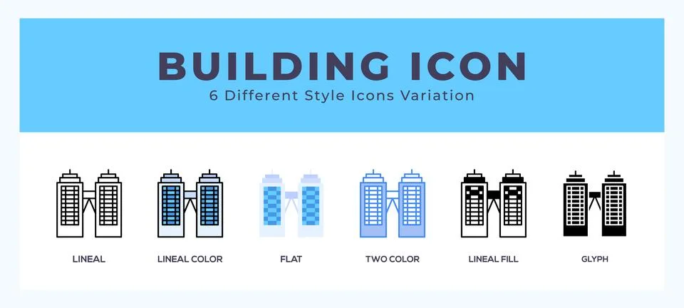 Building icon in different style vector illustration. Ilustración de archivo