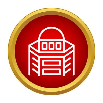 Building icon with dome on red background Ilustración de archivo