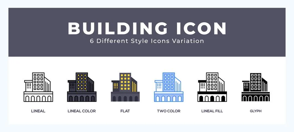 Building icon in filled. thin line. outline stroke and flat style. Illustration
