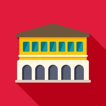 Building icon with flat design and long shadow Ilustración de archivo