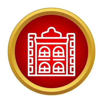 Building icon with flat style on red background Ilustración de archivo