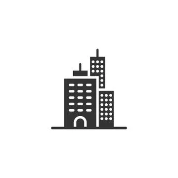 Building icon in flat style. Town skyscraper apartment vector illustration on Ilustración de archivo