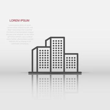 Building icon in flat style. Town skyscraper apartment vector illustration .. Ilustración de archivo