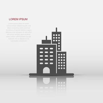 Building icon in flat style. Town skyscraper apartment vector illustration .. Ilustración de archivo