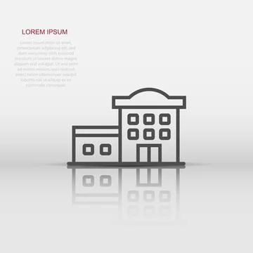 Building icon in flat style. Town skyscraper apartment vector illustration .. Illustrazione stock