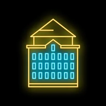Building icon glowing with neon light effect Stock Illustration