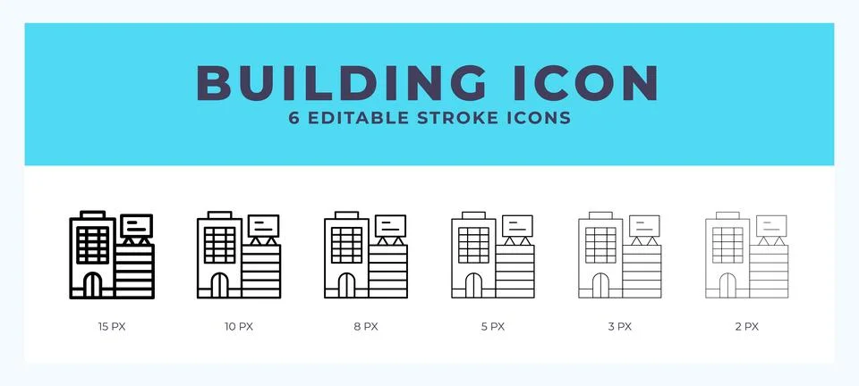 Building icon illustration vector with editable stroke. Stock Illustration