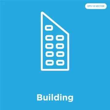 Building icon isolated on blue background Selección de ilustraciones gratis