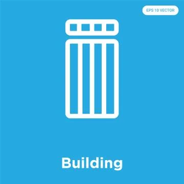 Building icon isolated on blue background Selección de ilustraciones gratis