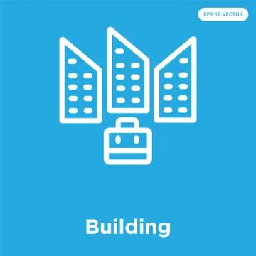 Building icon isolated on blue background Selección de ilustraciones gratis