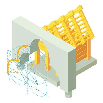 Building icon isometric vector. Arch project wooden building under construction Stock Illustration