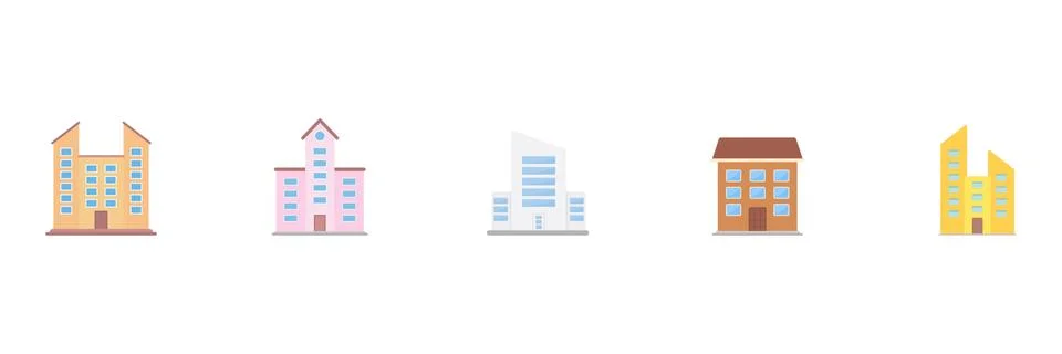 Building icon large set Stock Illustration