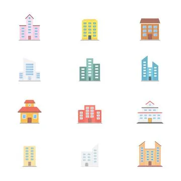 Building icon large set 스톡 일러스트