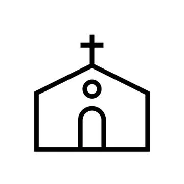 Building icon lined simple flat style illustration Stock Illustration
