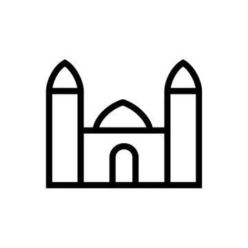 Building icon lined simple flat style illustration Stock Illustration