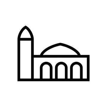 Building icon lined simple flat style illustration Stock Illustration