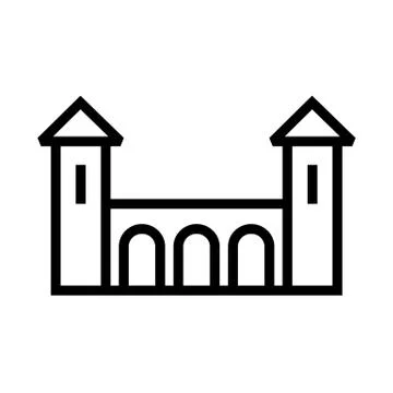 Building icon lined simple flat style illustration Stock Illustration