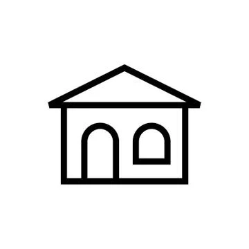 Building icon lined simple flat style illustration Stock Illustration