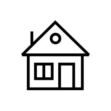 Building icon lined simple flat style illustration Stock Illustration