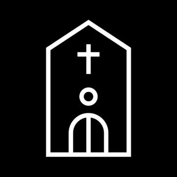 Building icon lined simple flat style illustration Stock Illustration