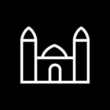 Building icon lined simple flat style illustration Stock Illustration