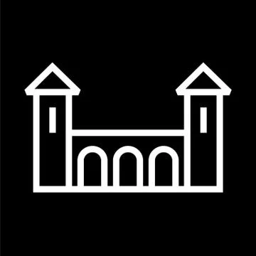 Building icon lined simple flat style illustration Stock Illustration