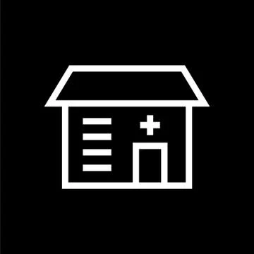 Building icon lined simple flat style illustration Stock Illustration