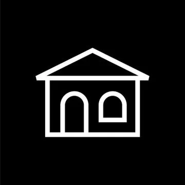 Building icon lined simple flat style illustration Stock Illustration