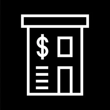 Building icon lined simple flat style illustration Stock Illustration