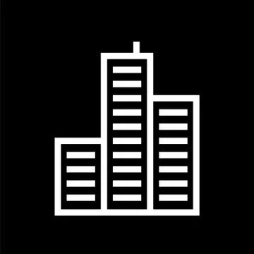 Building icon lined simple flat style illustration Stock Illustration