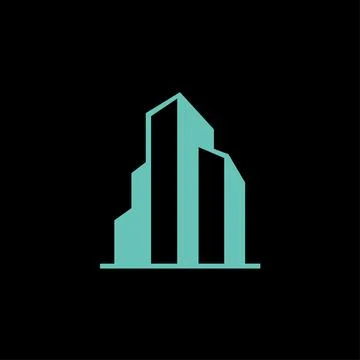 Building icon logo vector on black background Stock Illustration