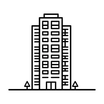 Building icon or modern line symbol. Vector line art and icon design with b.. Ilustración de archivo