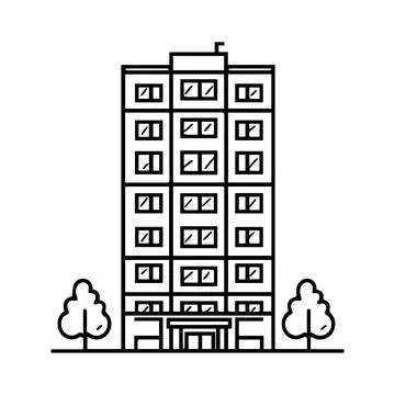 Building icon or modern line symbol. Vector line art and icon design with b.. Ilustración de archivo